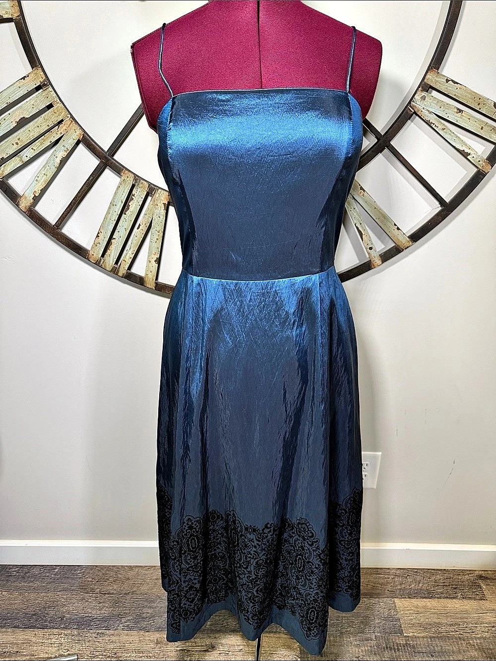 Jessica Howard Paisley Midi Dress in Blue & Black Size 14 Like New